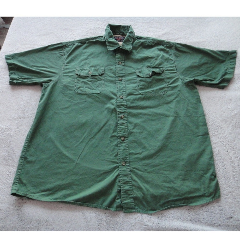 Wrangler Men's XL Green Short Sleeve Button Down Cotton Work Shirt RN130273 EUC